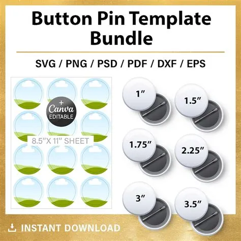 Button Pin Template BUNDLE for Sublimation, DIY, Button Pin Svg, Blank ...