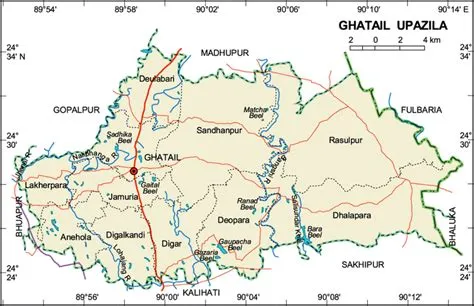 Maps of Bangladesh: Political Map of Ghatail Upazila - Tangail District