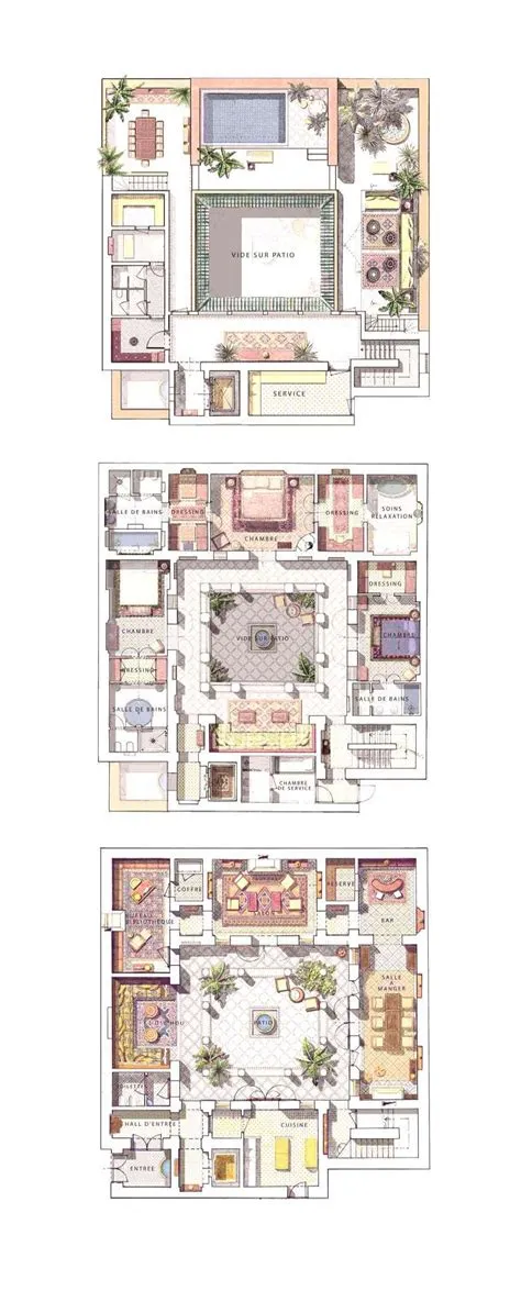 by S Sarara on Almacenamiento rápido | Hotel floor plan, Courtyard ...