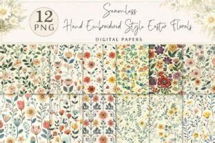 Hand Embroidered Style Easter Florals Graphic by Dream Print · Creative ...