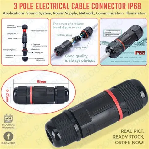 Jual Plug to Soket 3 Pin Konektor Kabel Listrik Sambungan Tahan Air ...