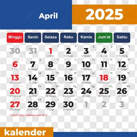 Kalender 2025 April Svg Lengkap Hari Libur Pasar Jawa Clipart Biru Dan ...