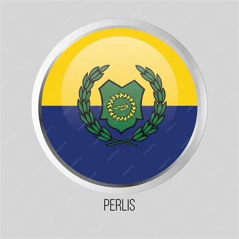 Premium Vector | Vector button flag of Perlis State of Malaysia on ...