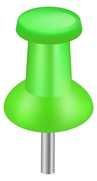 Premium Vector | Green thumbtack realistic plastic push pin clip