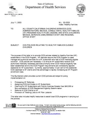 CCS Numbered Letter 02-0203. California Children's Services (CCS ...
