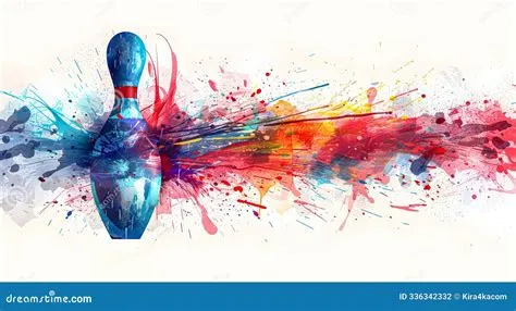 Explosive Colorful Abstract Bowling Pins with Dynamic Paint Splatter ...