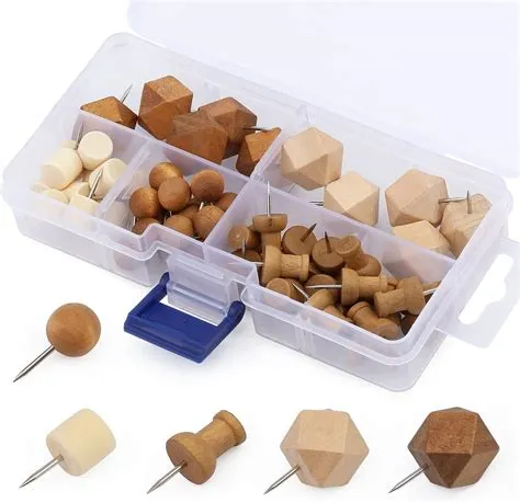 Amazon.com: 55 Pcs Wooden Push Pins Round Head Pins Marking Pins ...