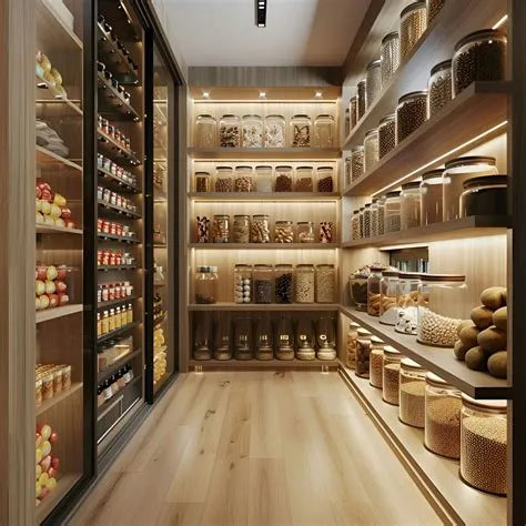 Modern Luxe Larder: Chic Storage with Elegant Wood & Glass Details ...