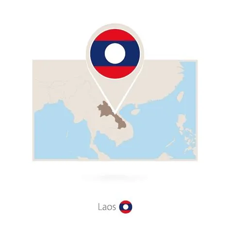 Mapa rectangular de laos con el icono de pin de laos | Vector Premium