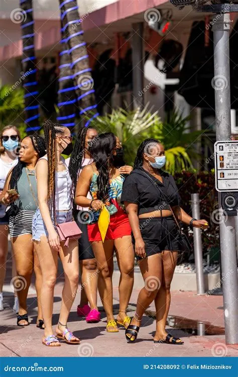 Group of Women Walking in Miami Beach Spring Break 2021 Editorial ...