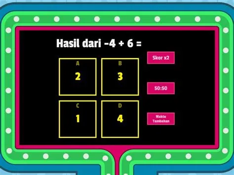 Operasi hitung bilangan bulat - Gameshow quiz