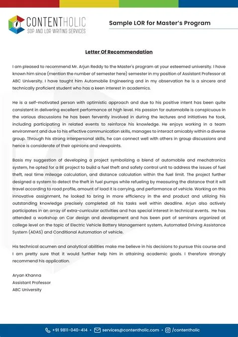 Academic LOR Samples, Formats, and Examples in 2025-26