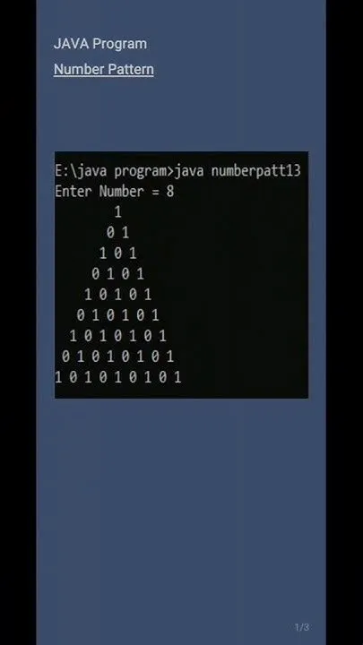01010 Binary Number Print In Java| Using For Loop #shorts #java # ...