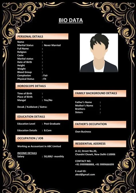 Clean White Marriage Biodata Layout (Download Word .docx)