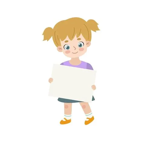 Jolie Fille Blonde Debout Et Tenant Une Bannière Vierge. | Vecteur Premium