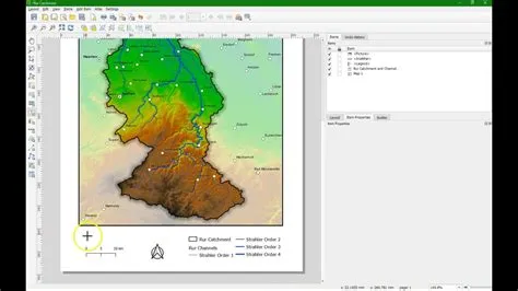 How to design a catchment map in the print layout of QGIS - YouTube