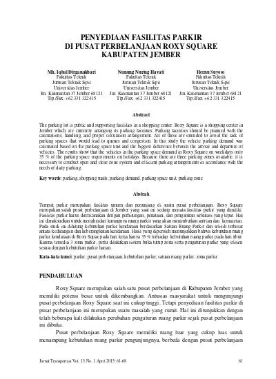 Penyediaan Fasilitas Parkir Di Pusat Perbelanjaan Roxy Square Kabupaten ...