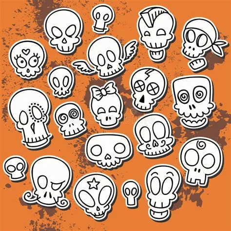 Cute skulls pattern stock vector. Illustration of paint - 57855415