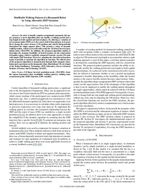 (PDF) Modifiable Walking Pattern of a Humanoid Robot by Using Allowable ...