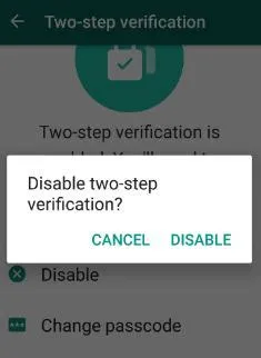How to change passcode of WhatsApp two step verification
