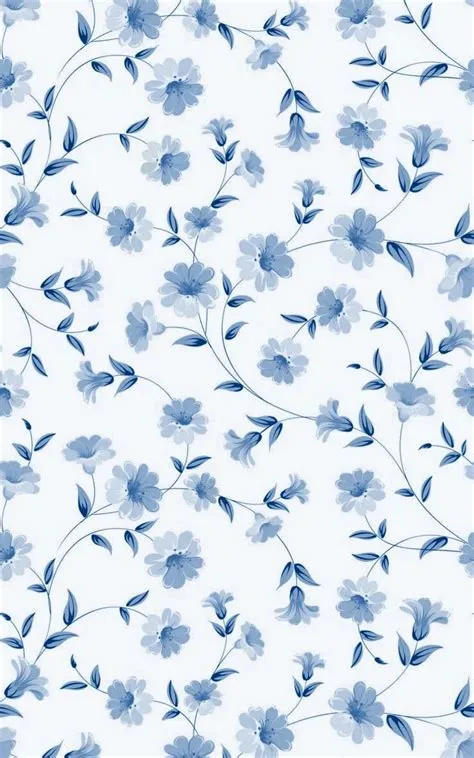 a blue flower pattern on a white background
