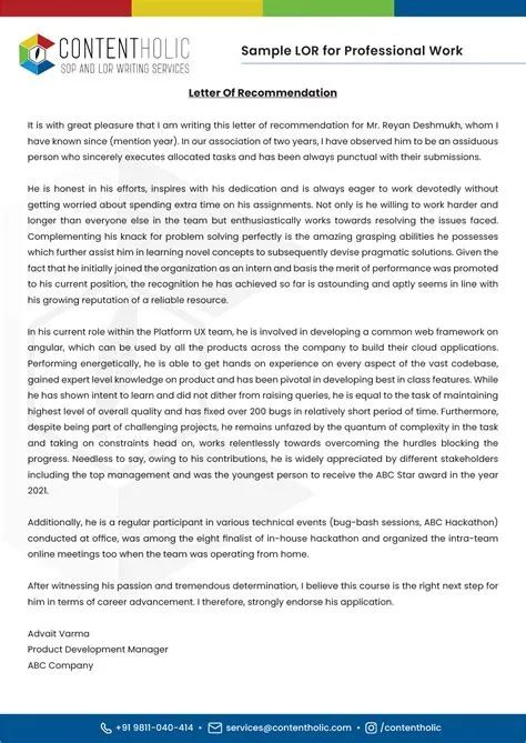Professional LOR Samples, formats, and Examples in 2025-26