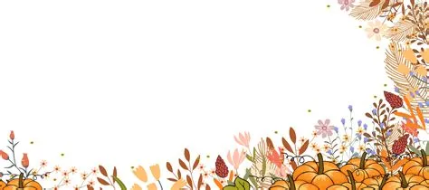 Autumn flowers frame,Fall horizontal banner with cute hand drawn ...