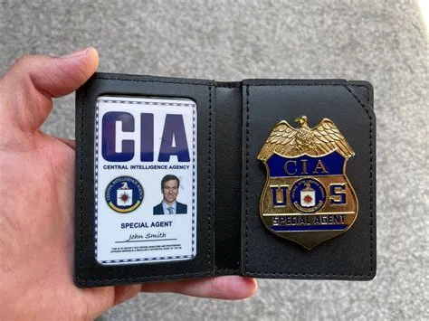 Cia id card pvc plastic with genuine leather wallet badge fully ...