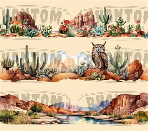 Watercolor Desert Borders Clipart Bundle I Scenery, Natural Tones ...