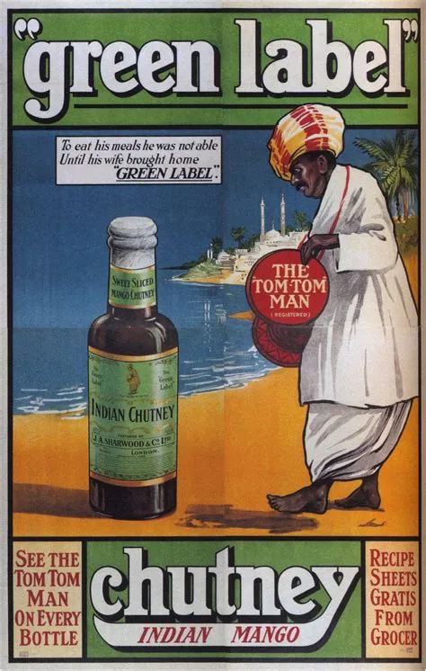 Old Advert Poster: Green Label Indian Mango Chutney circa 1925 ...