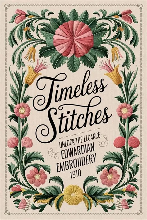 a poster with flowers and leaves in the middle, on top of a beige ...