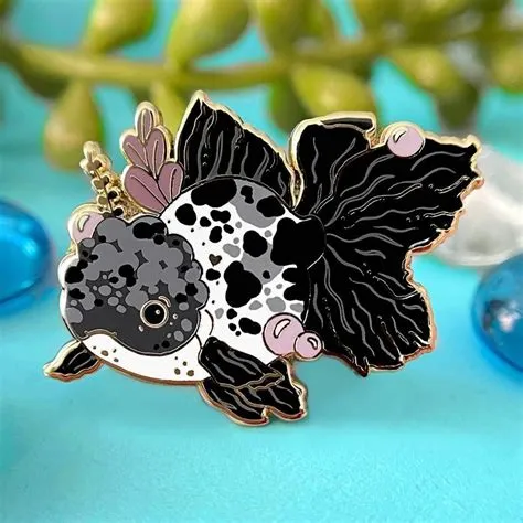 Panda Oranda Goldfish Enamel Pin - Gold Plated Brooch - New Nature ...