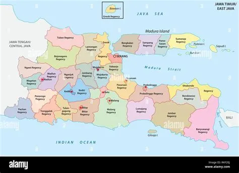 Jawa Timur, East Java administrative and political vector map ...