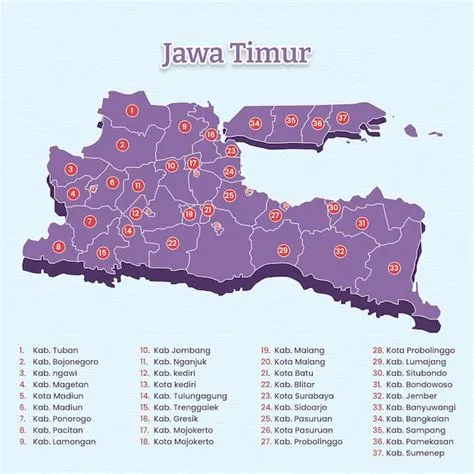 East java map template for vector assets | Premium Vector
