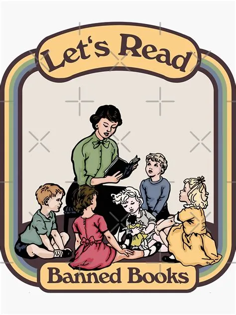 "Let's Read Banned Books" Sticker for Sale by unhingedheather | Redbubble