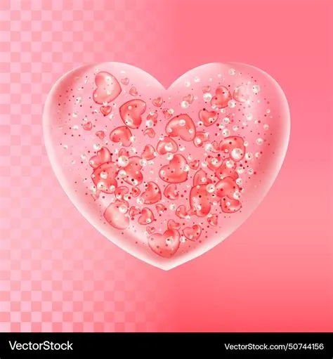 Red realistic glass heart plastic transparent Vector Image