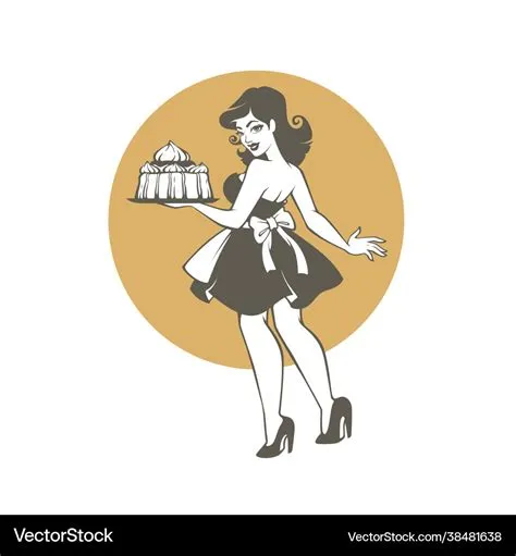 Beauty retro pinup cartoon girl holding Royalty Free Vector