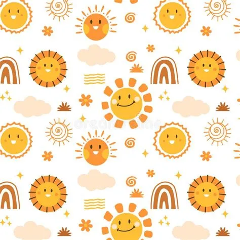 Hand Drawn Sun Pattern Vector Illustration. Stock Vector - Illustration ...