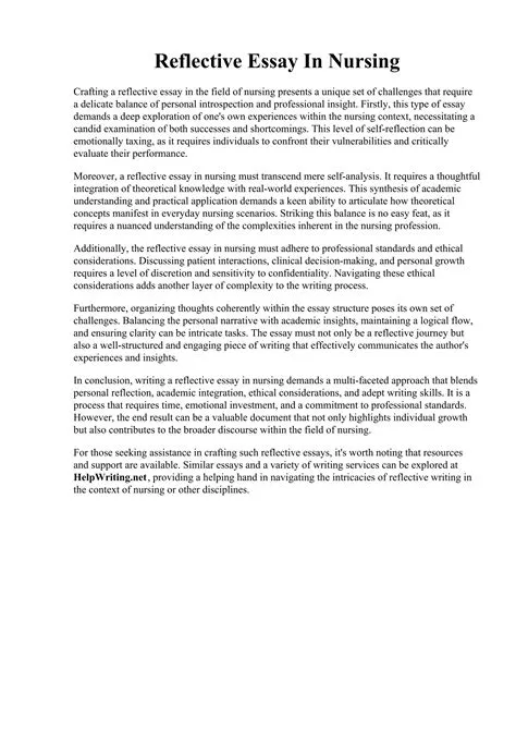 Reflective Essay In Nursing | PDF