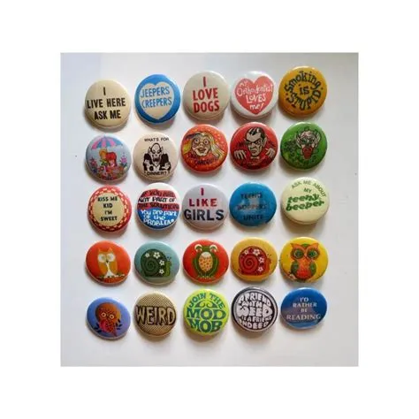 Vintage Style Pinback Buttons 60s 70s 80s Misc. Novelty Pins ...