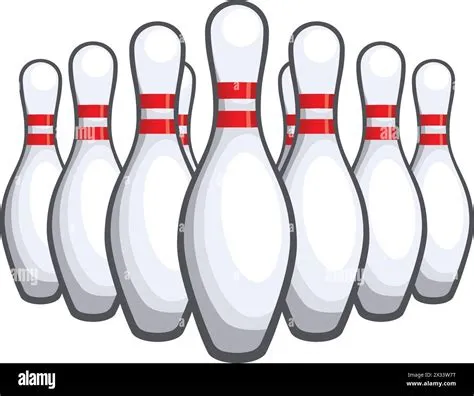 classic simple cartoon ten pin tenpin bowling pins group set up in ...