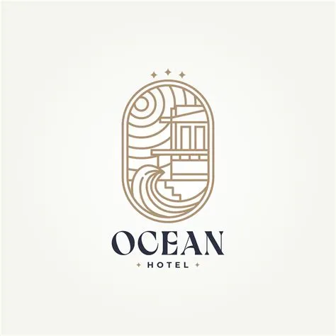 minimalist luxury ocean hotel badge icon logo template vector ...