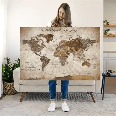 Elephant Stock Push Pin Travel Map World Ii Wall Art - Map Canvas Art ...