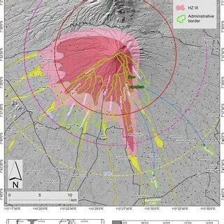 Hazard map of Merapi Volcano (updated after the 2010 eruption). Red ...