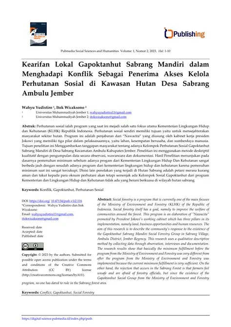 (PDF) Kearifan Lokal Gapoktanhut Sabrang Mandiri dalam Menghadapi ...