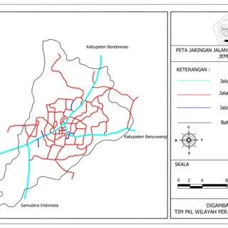 Urban Area Road Network Map for Jember Regency | Download Scientific ...