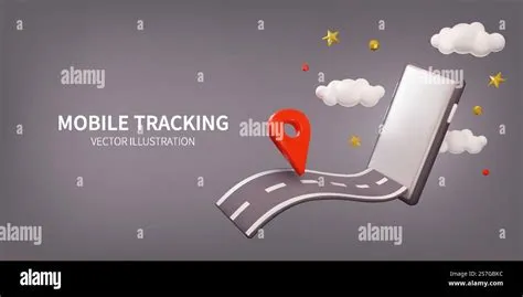 3D road. Car trip. Phone application. Delivery way map in smart ...