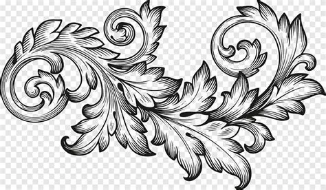 Free download | Black leaves, Ornament Scroll Engraving Acanthus ...