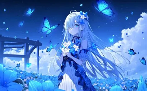 Anime girl Wallpaper 4K, Beautiful, Butterflies