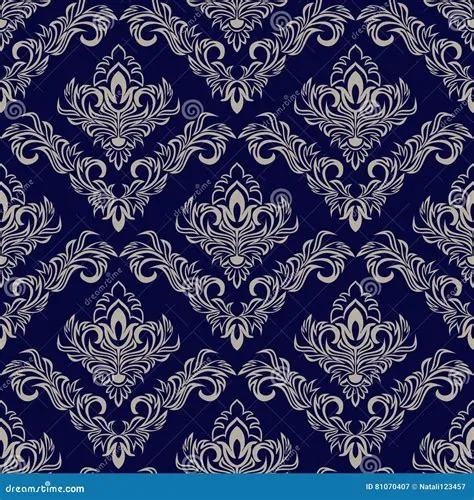 Dark Blue Damask Pattern